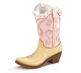 HOWDY COWGIRL PINK RESIN BOOT VASE