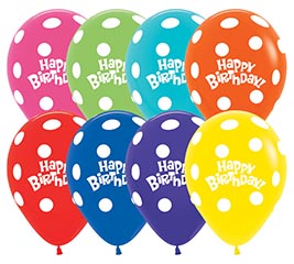 11&quot; SEMPERTEX BIRTHDAY WHITE POLKA DOTS