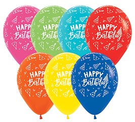 11&quot; SEMPERTEX HAPPY BIRTHDAY HATS ASST