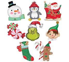 14" CHRISTMAS PREINFLATED BALLOON ASST