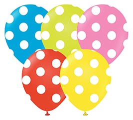 12&quot; WHITE POLKA DOTS CARNIVAL ASST 50PK