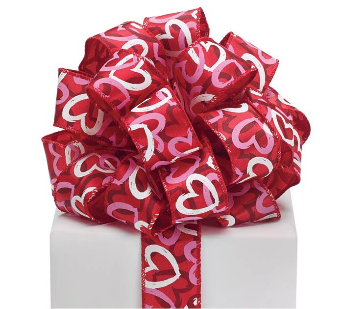 red satin wired ribbon