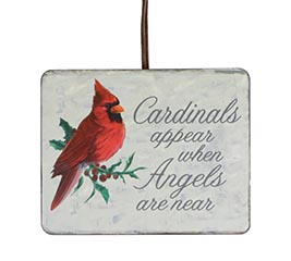 CHRISTMAS CARDINAL WOOD PLAQUE ORNAMENT