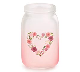 VALENTINE FLORAL HEART MASON JAR