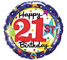 18&quot;PKG HBD 21ST BIRTHDAY STARS