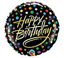 18&quot;PKG HBD GOLD SCRIPT  DOTS