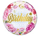 22&quot;PKG HBD TO YOU PINK PEONIES BUBBLE