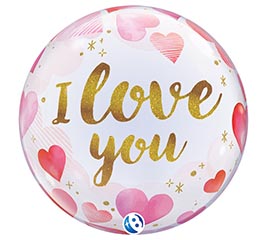 22" PKG I LOVE YOU PAPER HEARTS BUBBLE