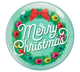 22&quot; PKG CHRISTMAS WREATH BUBBLE BALLOON