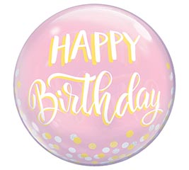 22" PKG HBD CONFETTI PASTEL PINK BUBBLE