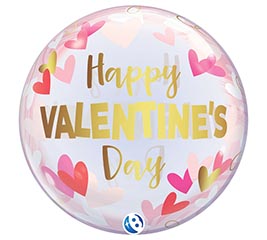 22" PKG VALENTINE HEARTS BUBBLE BALLOON