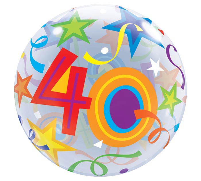 22 Pkg 40th Birthday Bubble Balloon
