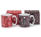 VALENTINE HEART MUGS IN BLACK AND RED