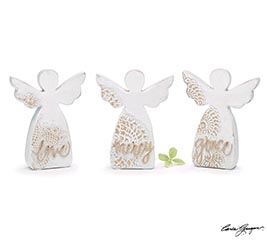 WHITE LACE MESSAGE ANGEL FIGURINE