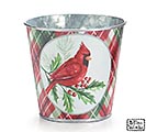 4&quot; POT COVER WITH CARDINAL AND PLAID
