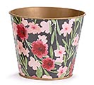6&quot; PINK FLOWERS POT COVER WITH GOLD