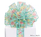 RIBBON #9 COUNTRY FLORALS ON BLUE SHEER