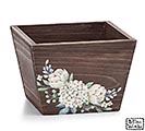 IVORY BLOOMS SQUARE WOOD PLANTER