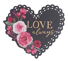 LOVE ALWAYS WOODEN HEART WALL HANGING