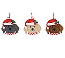 ASTD WOODEN DOG ORNAMENTS WITH SANTA HAT