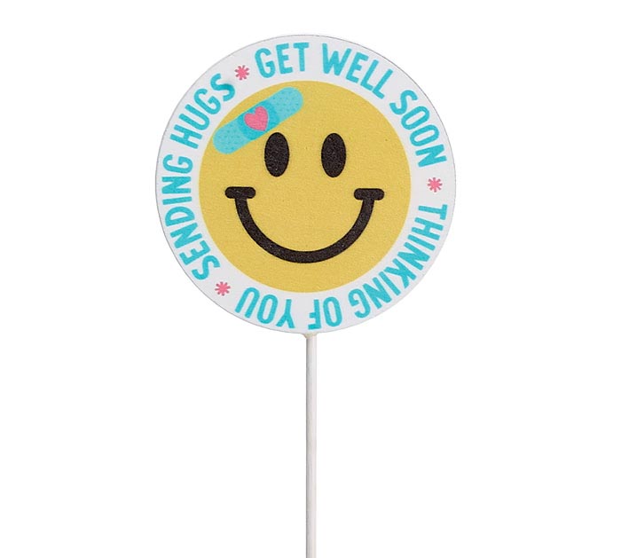 Smiley Face Get Well Soon Wooden Pick