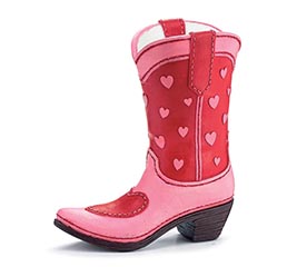 PINK/RED WITH HEARTS ON BOOT SHAPE VASE