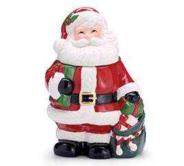 SANTA WITH TOY BAG CERAMIC COOKIE JAR