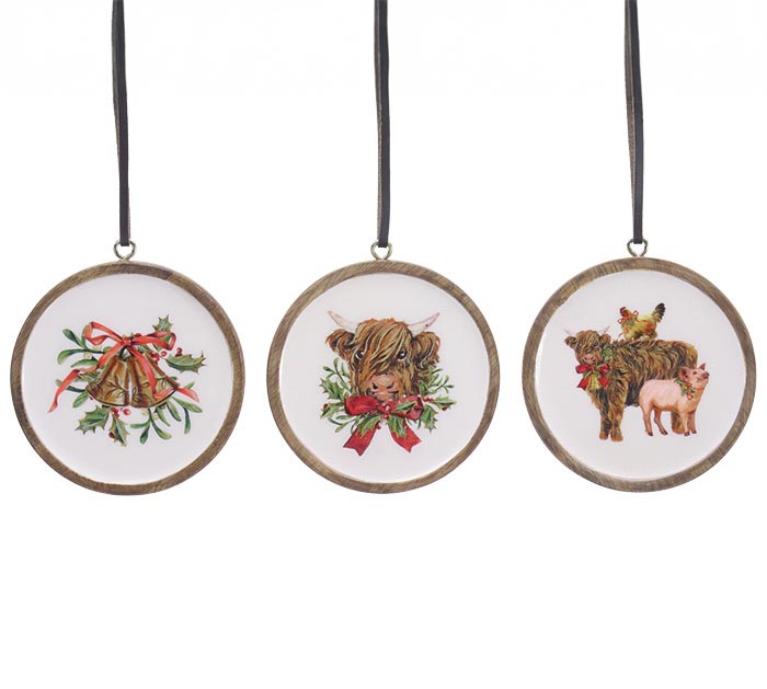 Festive Farm Mango Wood Ornaments