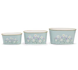 BLUSHING MEADOW NESTED TIN PLANTER SET