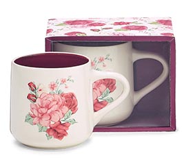 COTTAGE AMOUR ROSES PINK/MAUVE DECAL MUG