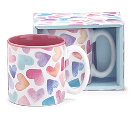 MUG WATERCOLOR HEARTS ALL AROUND