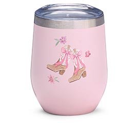 WINE TUMBLER COWGIRL BOOTS AND BOWS