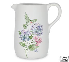 HUMMINGBIRD FLORAL DECAL PITCHER