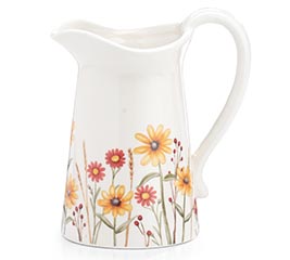 FALL FLOWERS ON CERAMIC PITCHER