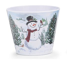 4" SNOWMAN  FRIENDS MELAMINE POT COVER