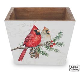 HOLIDAY HOPE WOOD CARDINAL PLANTER
