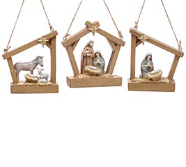 GREAT JOY RESIN NATIVITY ASTD ORNAMENTS