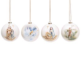 GREAT JOY NATIVITY ON IVORY ORNAMENT