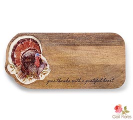 GIVE THANKS TURKEY MANGO WOOD TRAY