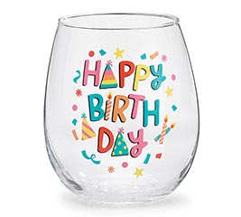 WINE GLASS STEMLESS HAPPY BIRTHDAY