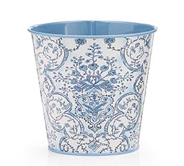 4" BLUE FLORAL TIN POT COVER