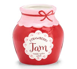 STRAWBERRY JAM JAR CERAMIC VASE