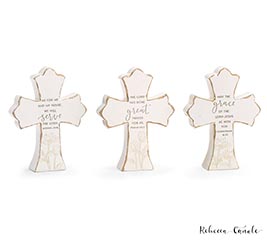 RELIGIOUS MESSAGE CROSS SHELF SITTER