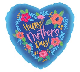 17" MOTHER'S DAY BLUE GARDEN HEART