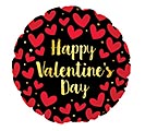 17&quot;HVD RED HEARTS ON BLACK HEART ROUND