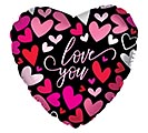 17&quot; LOVE YOU CORAL HEARTS ON BLACK