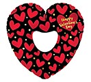 32&quot;HVD RED HEARTS ON BLACK HEART SHAPE