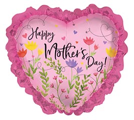 27&quot; MOTHER&#39;S DAY FLORAL RUFFLE HEART