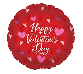 17&quot; HVD PENCIL HEARTS RED ROUND