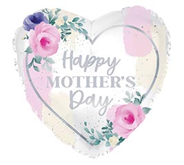 17" HMD SILVER HEART HAPPY MOTHER'S DAY